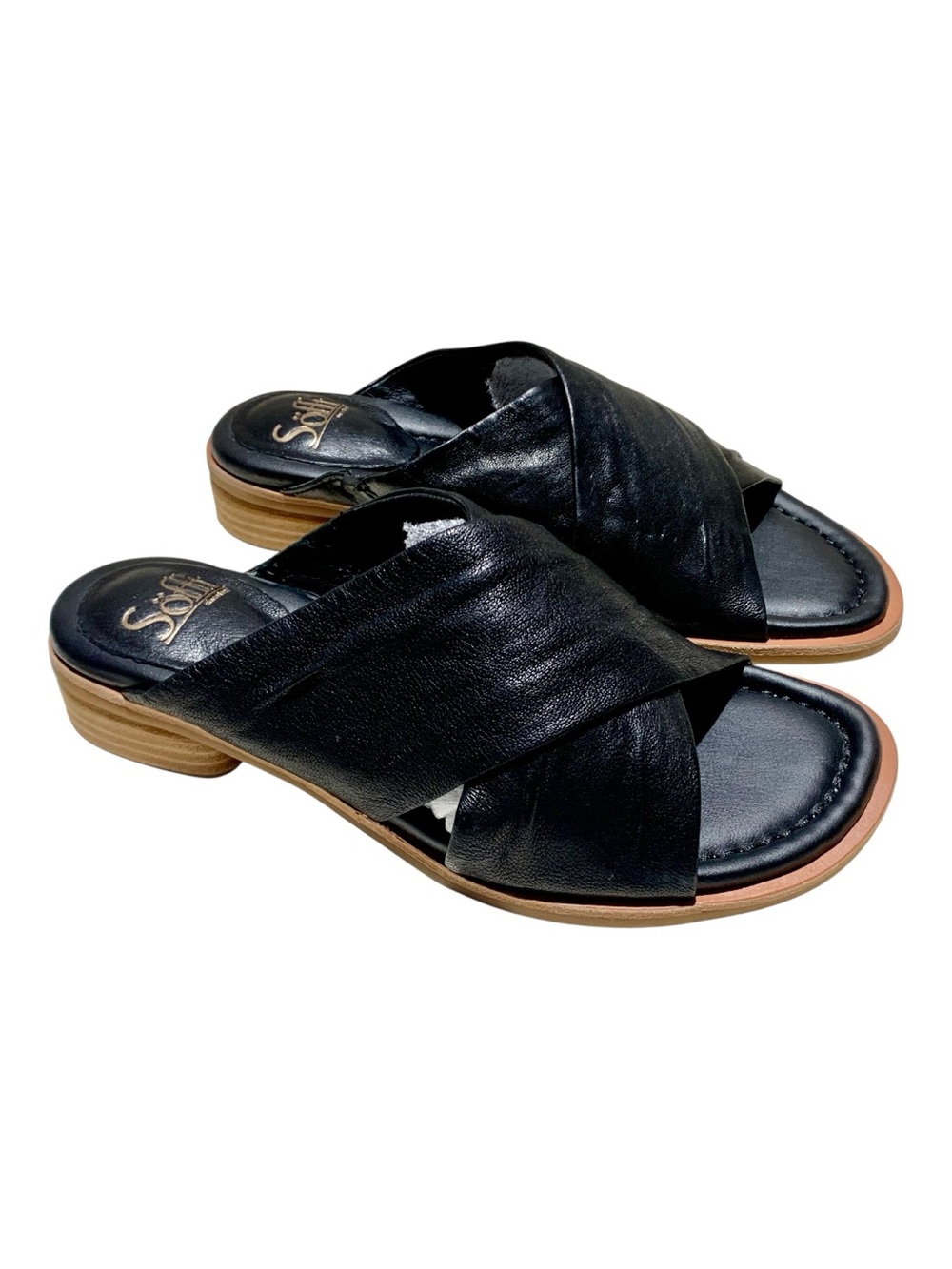 Women’s Sofft Fallon Criss Cross Leather Slides Size 8M